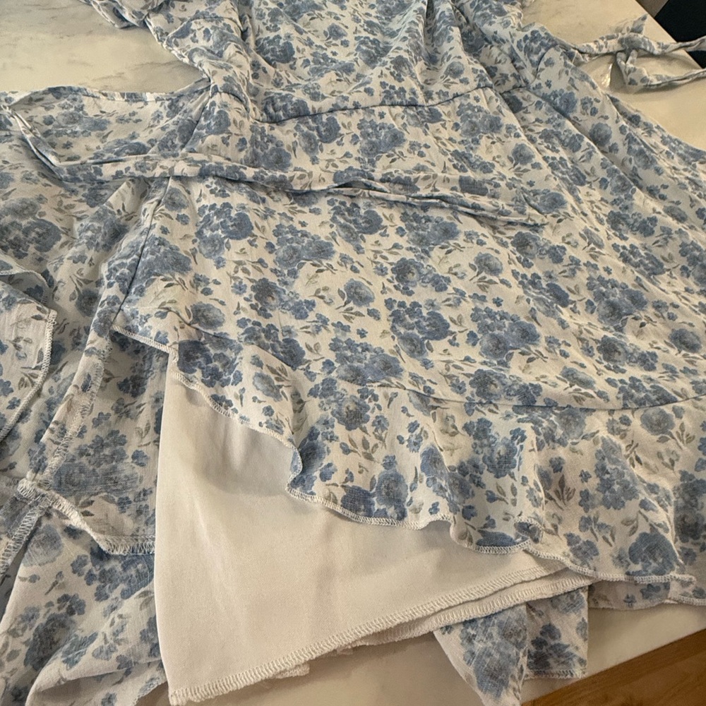 Trixxi Blue Floral print Tie-Waist Dress - Picture 6 of 8